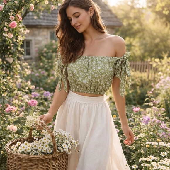 Eberjey Tops - Eberjey Garden Andy Off-Shoulder Crop Top NWT Size Medium